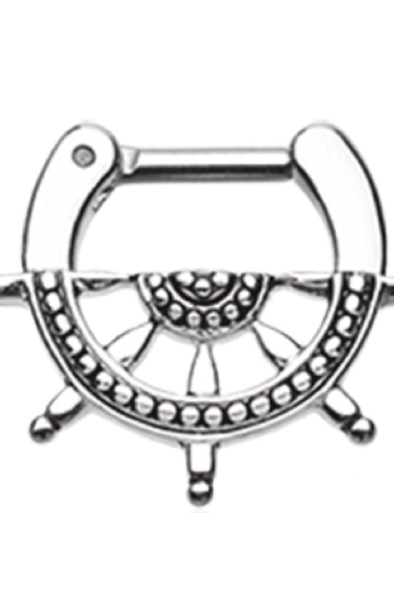 Classic Boat Nautical Wheel  Septum Clicker  Clickers 16g
