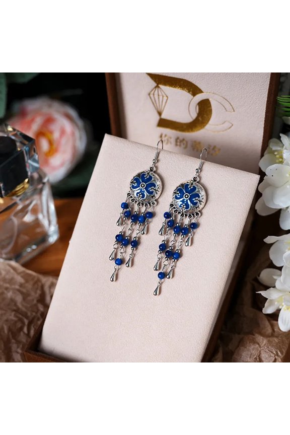 Classic Bohemian Crystal Bead Tassel Water Drop Earrings