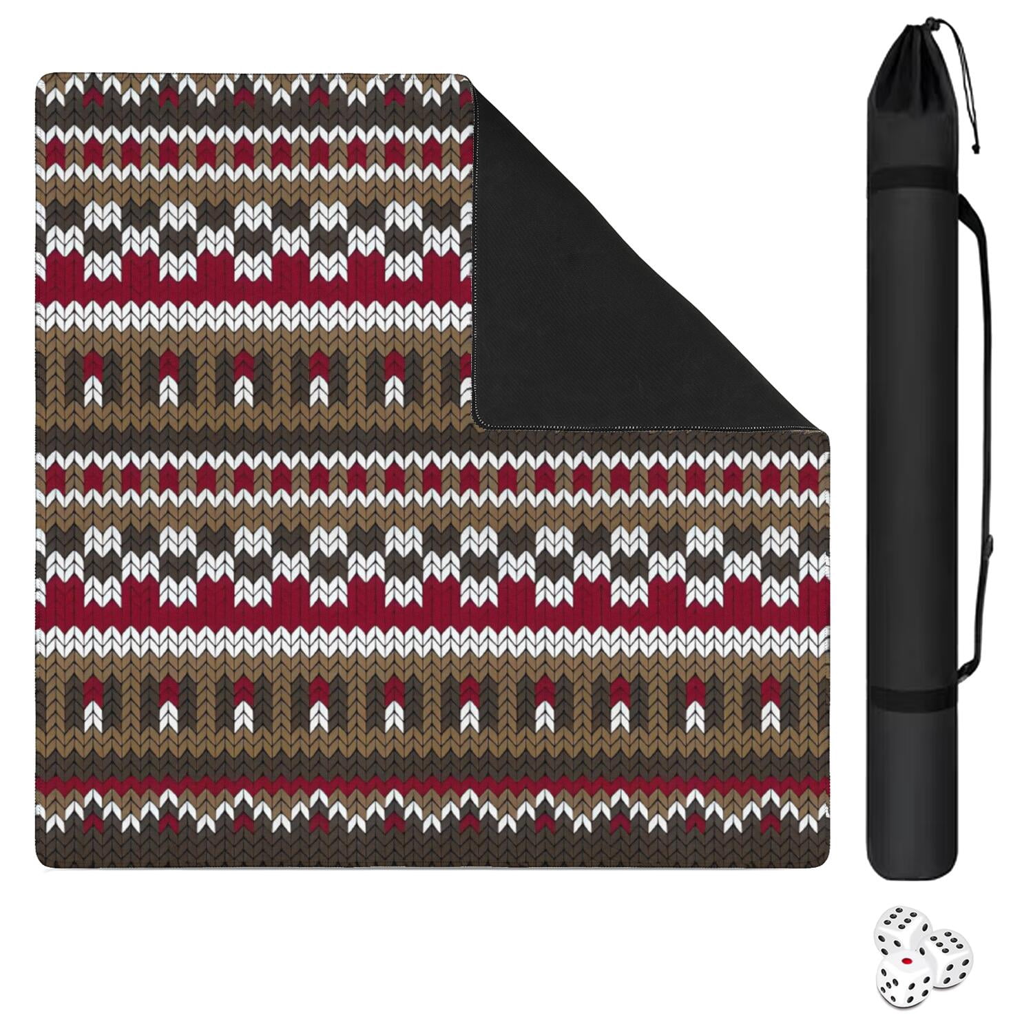Classic Boho Design Multi-Functional Rubber Mat 31.5x31.5 Inch Extra Large Mahjong Playing Surface Features Anti-Slip Grip and Noise Dampening for Games