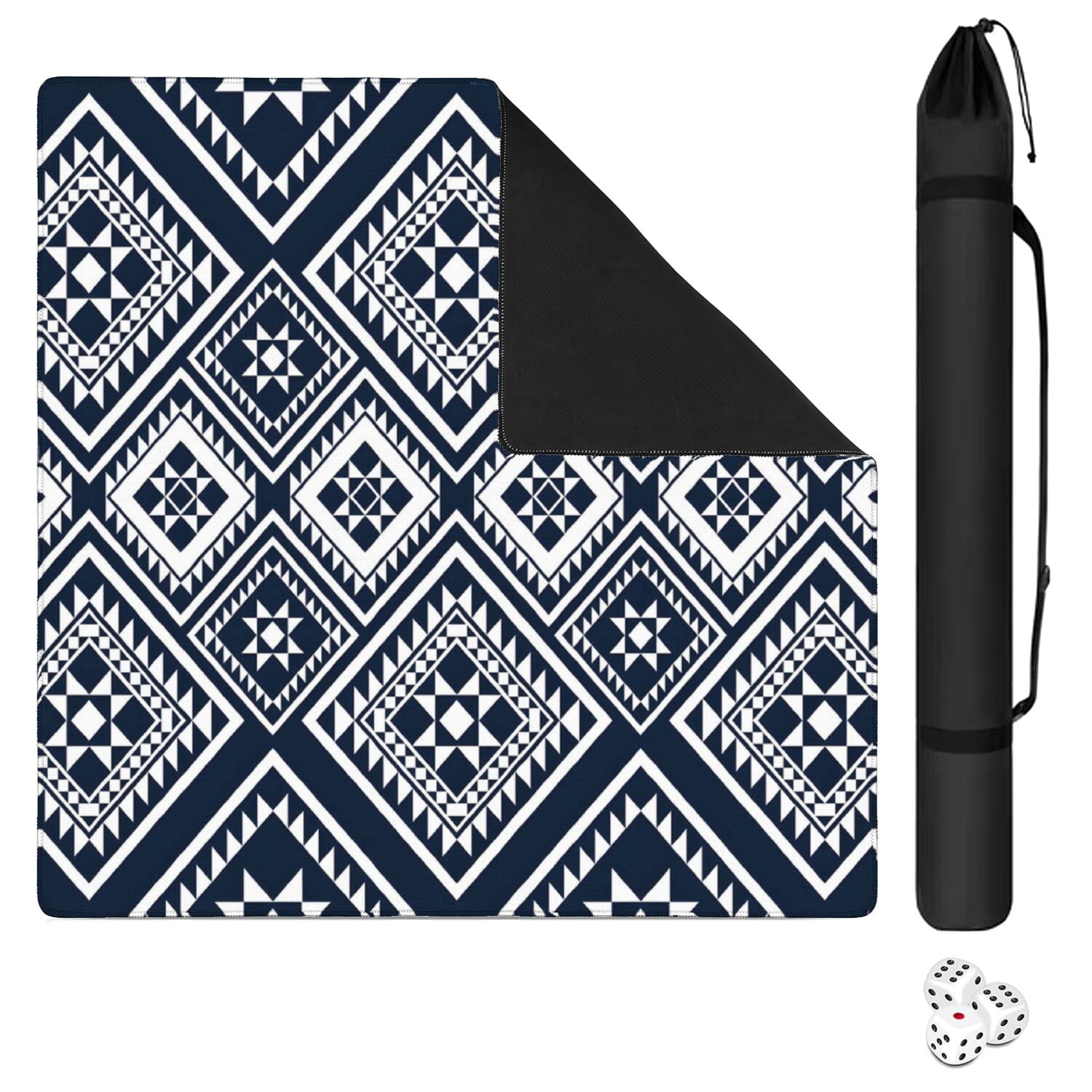 Classic Boho Pattern Extra Large Non-Slip Mahjong Mat 31.5 Inch Square Rubber Playing Pad with Quiet Design for Tiles Card Games and Board Game Nights