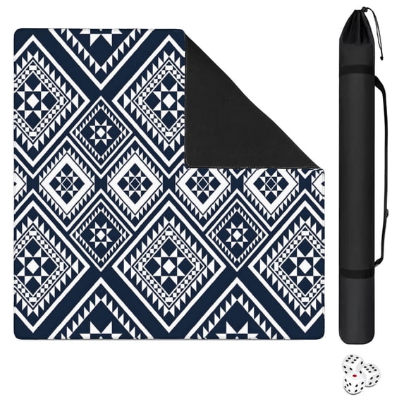 Classic Boho Pattern Extra Large Non-Slip Mahjong Mat 31.5 Inch Square Rubber Playing Pad with Quiet Design for Tiles Card Games and Board Game Nights