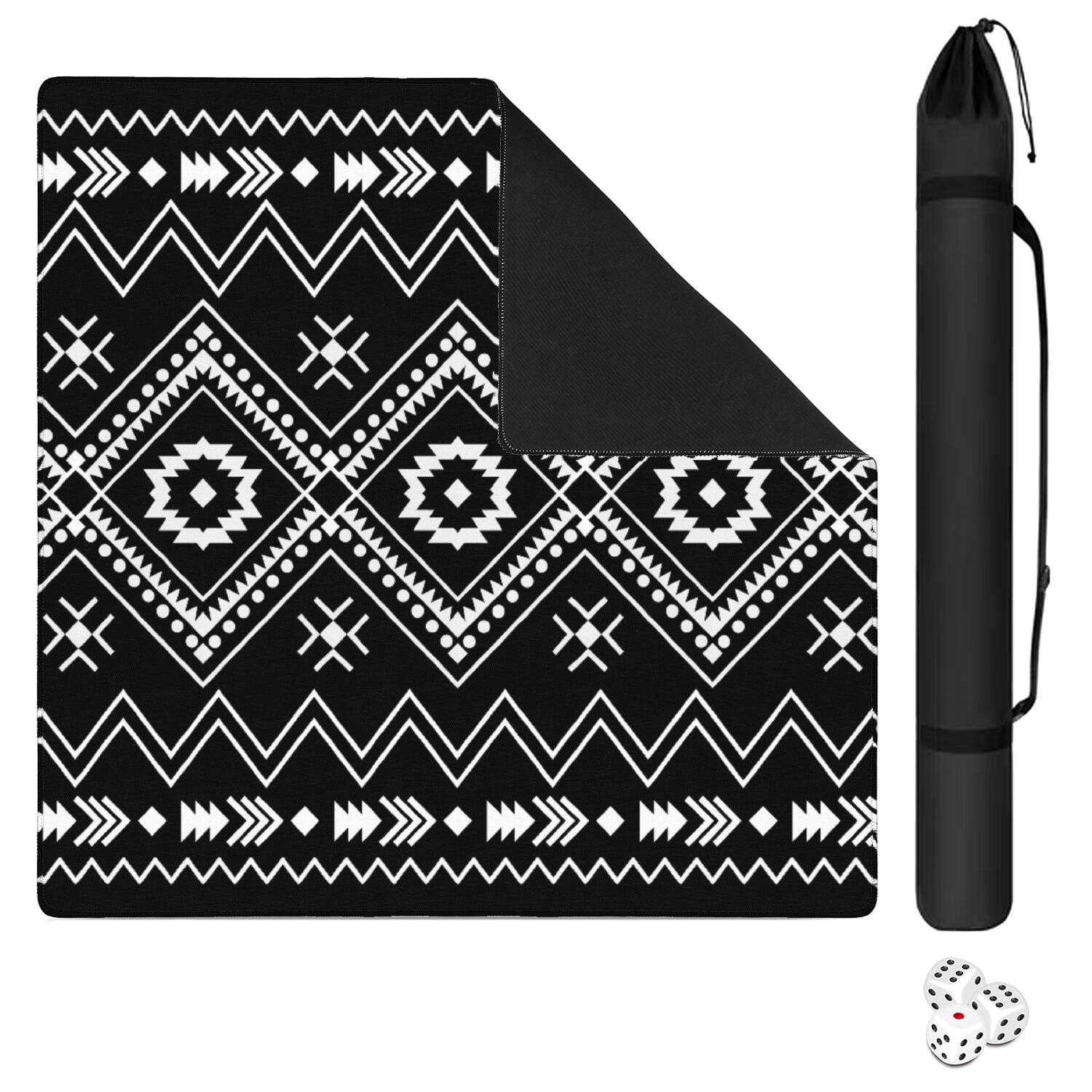 Classic Boho Style Multi-Purpose Rubber Table Cover 31.5x31.5 Inch Mahjong Game Mat Features Non-Skid Grip for Stability and Noise Dampening for Cards