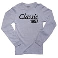 thumbnail image 1 of Classic Born In 1957 - Vintage Birthday Gift Men's Long Sleeve Grey T-Shirt, 1 of 2