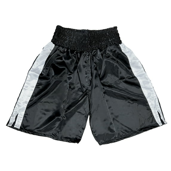 Classic Boxing Shorts Professional Black and White Boxing Trunks (XL)