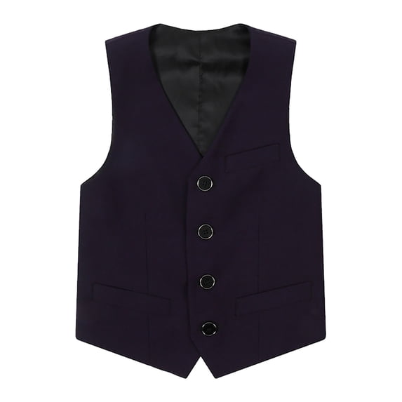 Classic Boys Formal Suit Vest with Four Button Front for Occasions and School Events