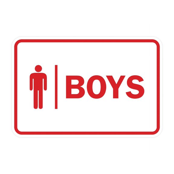 Classic Boys (male bathroom icon) Sign (White/Red) - Small