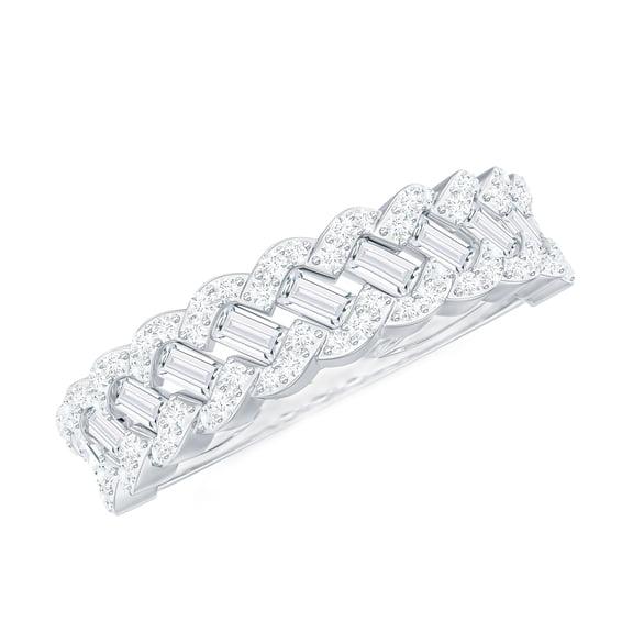 Rosec Jewels Certified Moissanite Half Eternity Anniversary Band for Women (D-VS1 Quality) - Braided Ring with Jewelry Box, 925 Sterling Silver, US 4.00