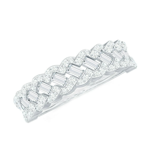Rosec Jewels Certified Moissanite Half Eternity Anniversary Band for Women (D-VS1 Quality) - Braided Ring with Jewelry Box, 925 Sterling Silver, US 4.00