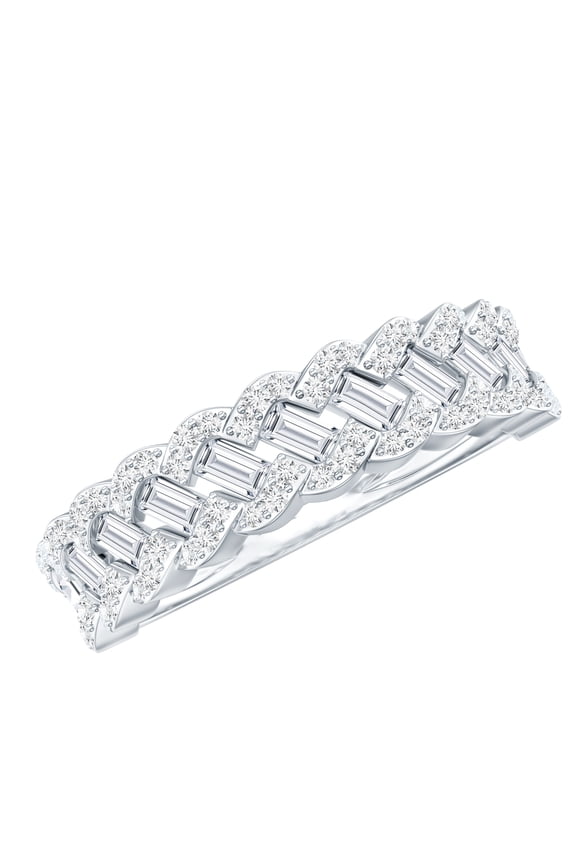 Certified Moissanite Half Eternity Anniversary Band for Women (D-VS1 Quality) - Braided Ring with Jewelry Box, 925 Sterling Silver, US 7.00