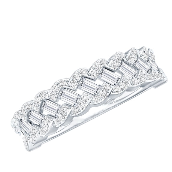 Rosec Jewels Certified Moissanite Half Eternity Anniversary Band for Women (D-VS1 Quality) - Braided Ring with Jewelry Box, 925 Sterling Silver, US 8.50