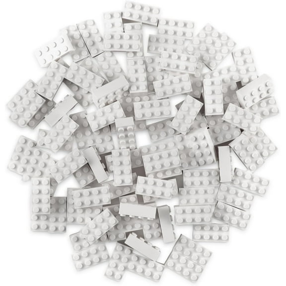 Classic Bricks Starter Kit - 96 White 2x4 Bricks - Toy Kit for Kids Ages 3+ & Stackable Pieces - 100% Compatible with Major Brick Brands