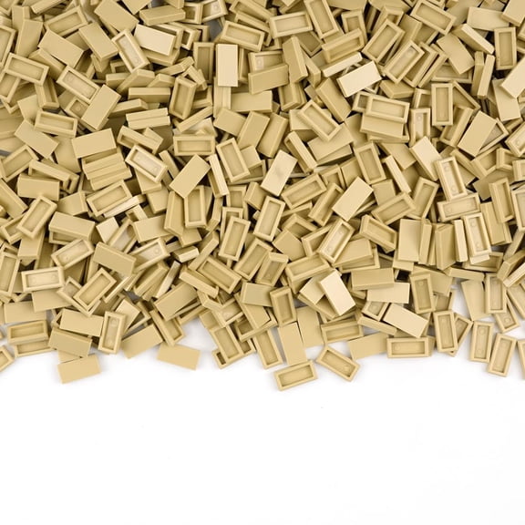 Classic Bricks Tiles 1x2 Flat - 1000pcs Basic Building Blocks Parts and Pieces,Smooth Plate Accessories Bulk Lots Beige