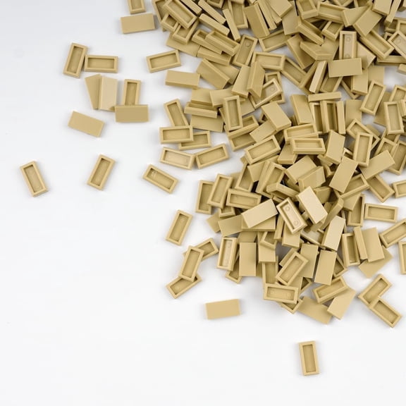 Classic Bricks Tiles 1x2 Flat - 1000pcs Basic Building Blocks Parts and Pieces,Smooth Plate MOC Accessories Bulk Lots Beige