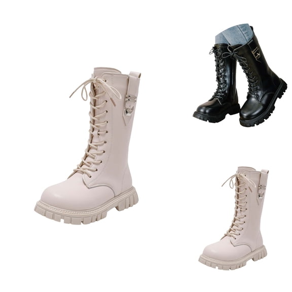 Classic British Design, Stylish Girls Mid Calf Winter Boots, Lined, Autumn Tall Shoes for Toddler and Little Girls