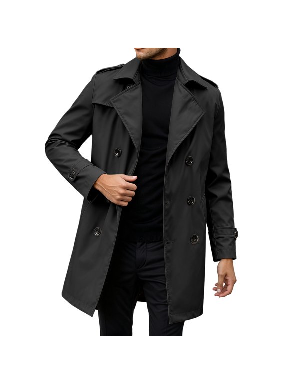 Classic British Style Anorak Coat Double Lapel Outerwear Jacket For Gentlemen Casual And Formal Wear