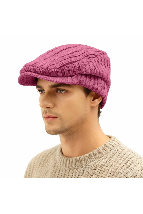 Classic British Style Wool Beret for Autumn Winter Knit Cap with Lined Warmth and Casual Forward, RD1