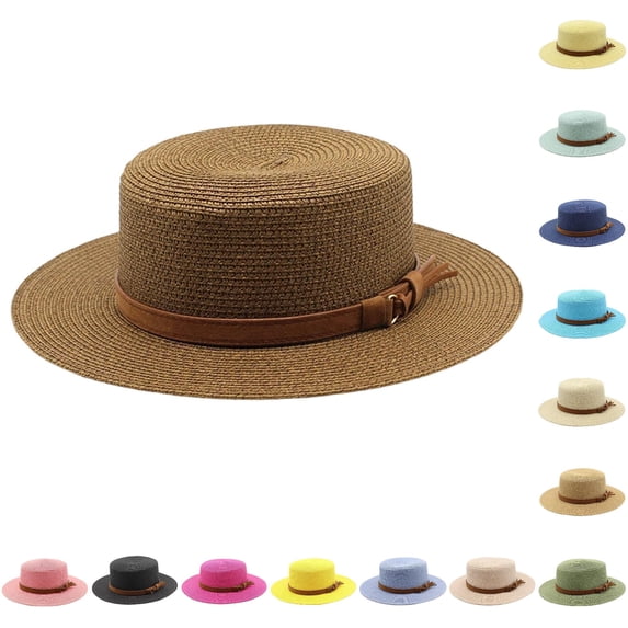 Classic British Summer Sun Hat with Flat Top for Travel Casual Style Daily Leisure Wear