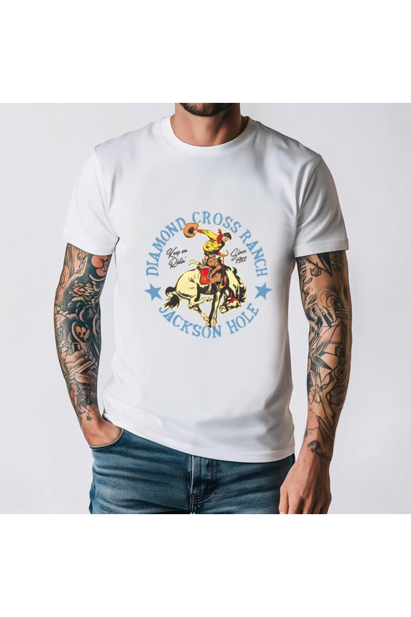 Classic Bucking Horse Western Style Cowboy Ranch Inspired Retro T-shirt, up to size 5XL.
