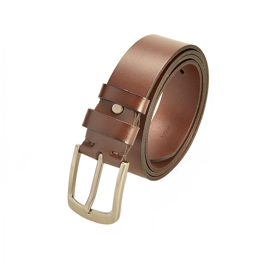 Classic Buckle Men's Leather Belt for Jeans & Dress Pants - 3.8cm Genuine  Leather Belt in Black/Brown - Walmart.com