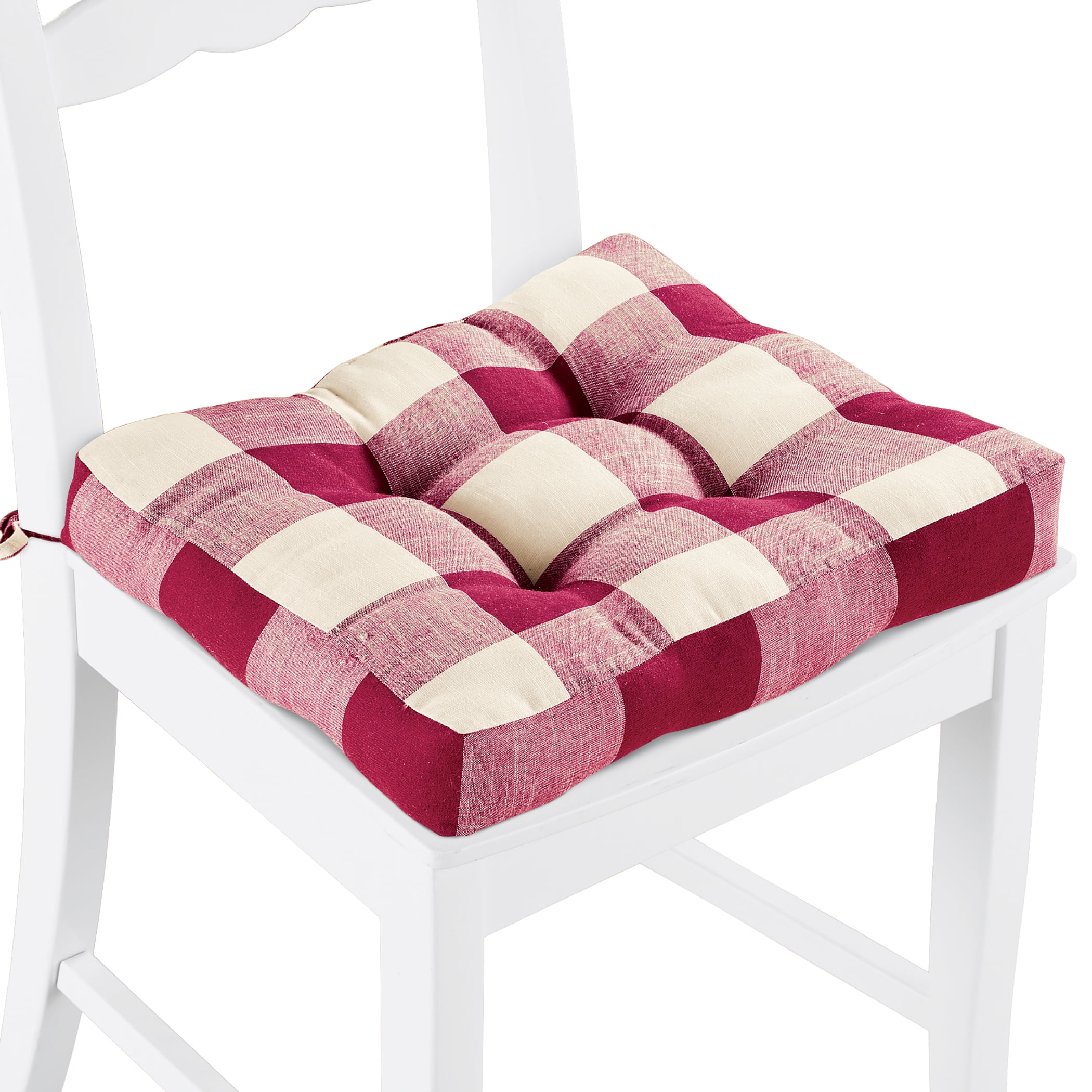 Classic Buffalo Check Tufted Thick Padded Chair Cushion