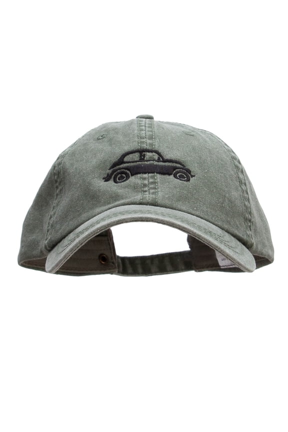 Classic Bug Car Embroidered Big Size Washed Pigment Dyed Cap - Olive XL-3XL