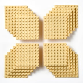 Classic Building Brick Baseplates 8x8 in Sand - 20 Pieces - Sturdy Platform for Imaginative Builds - Compatible with Major Brick Brands