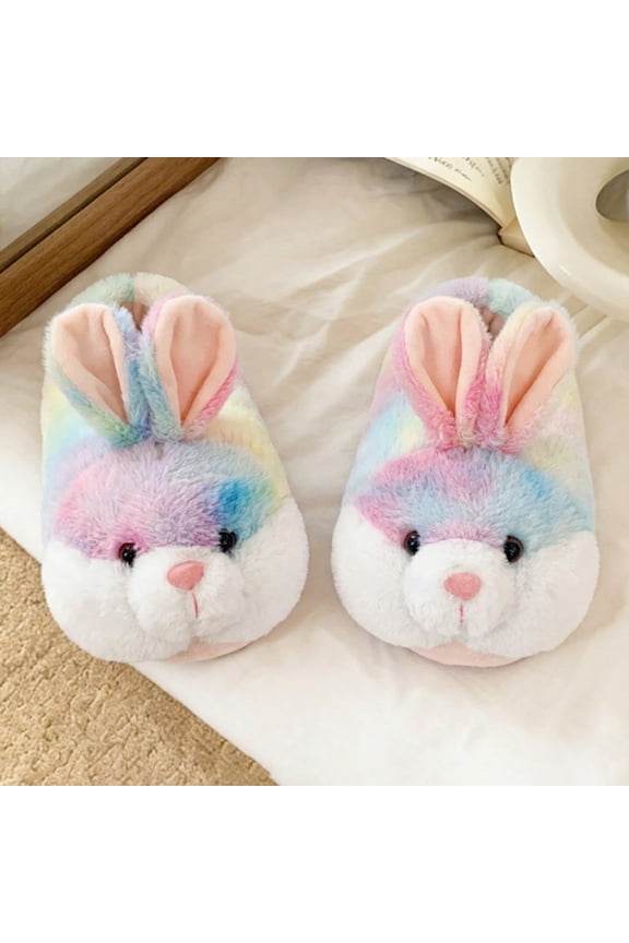 Classic Bunny Slippers for Women Funny Animal Novelty Slippers for Girls Cute Plush Rabbit Colorful Bedroom Slippers Easter Gifts