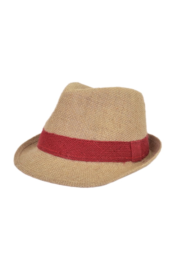 Classic Burlap Style Tan Fedora Straw Hat