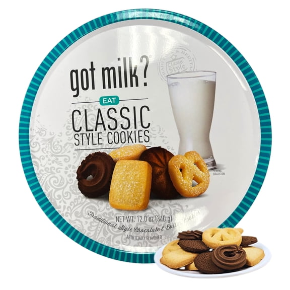 Classic Butter & Chocolate Cookies Tin 12Oz 1 Pack, Danish Cookie Gift Box Holiday Snack Dessert