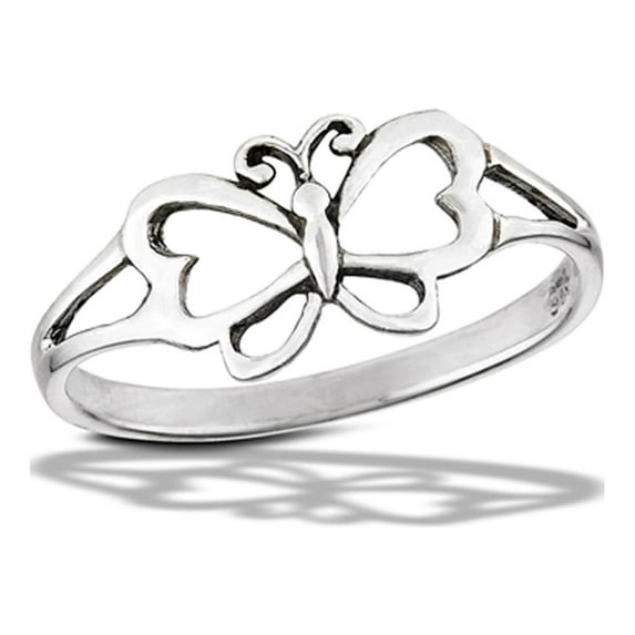 Classic Butterfly Outline Love Ring .925 Sterling Silver Band Jewelry Female Male Unisex Size 7