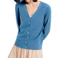 thumbnail image 1 of Classic Button Down Long Sleeve V Neck Soft Knit Sweater, Blue XL, Size S-2XL, 1 of 6