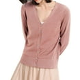 thumbnail image 1 of Classic Button Down Long Sleeve V Neck Soft Knit Sweater, Pink L, Size S-2XL, 1 of 4
