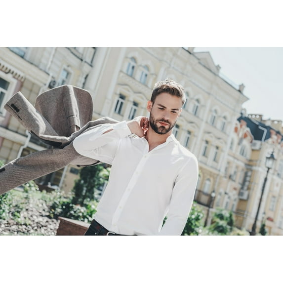 Classic Button Down Men’s Dress Shirts with Matching Tie Sweatproof Casual Long Sleeve Cotton Shirt