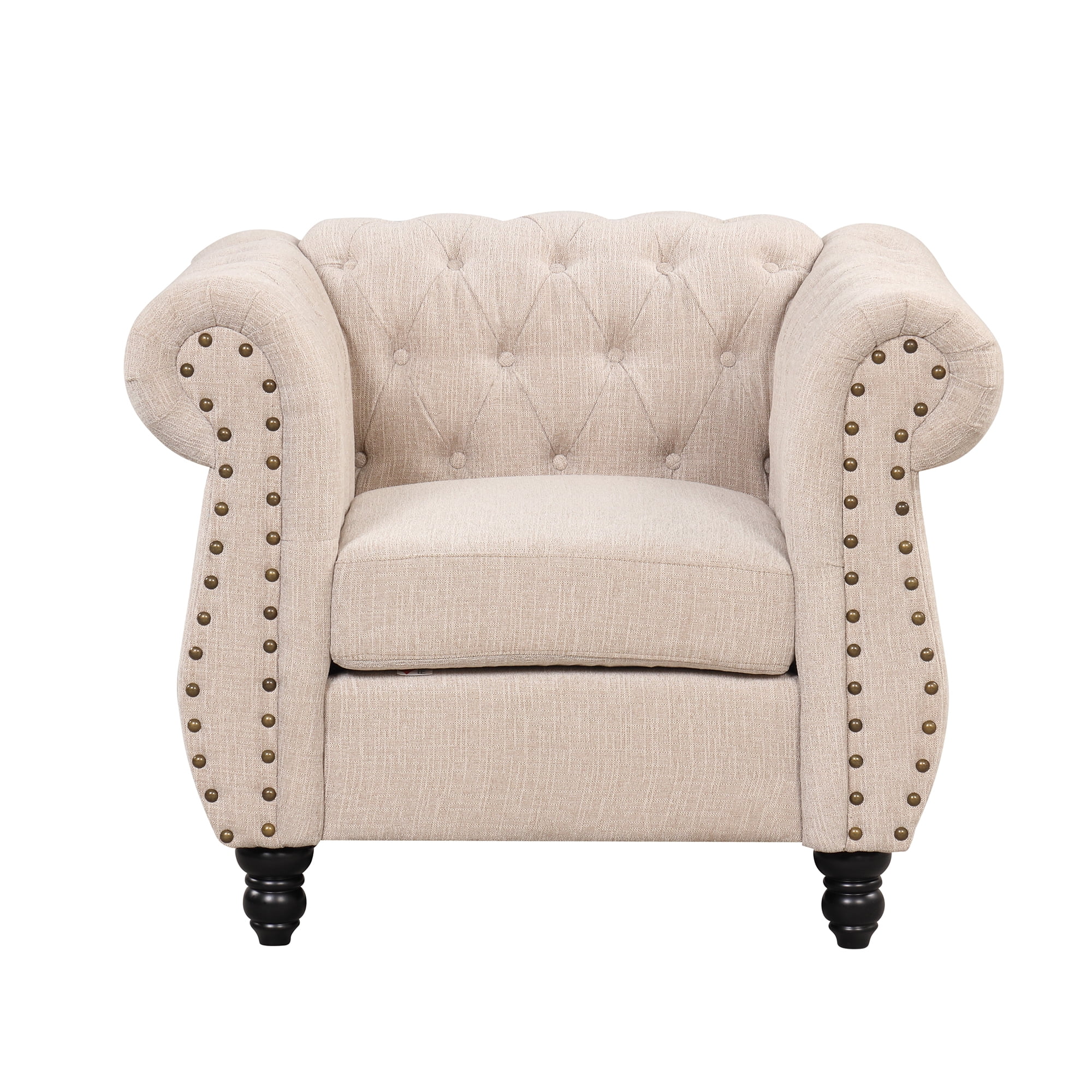 Classic Button Tufted Sofa Upholstered Single Couch Chair with Nailhead