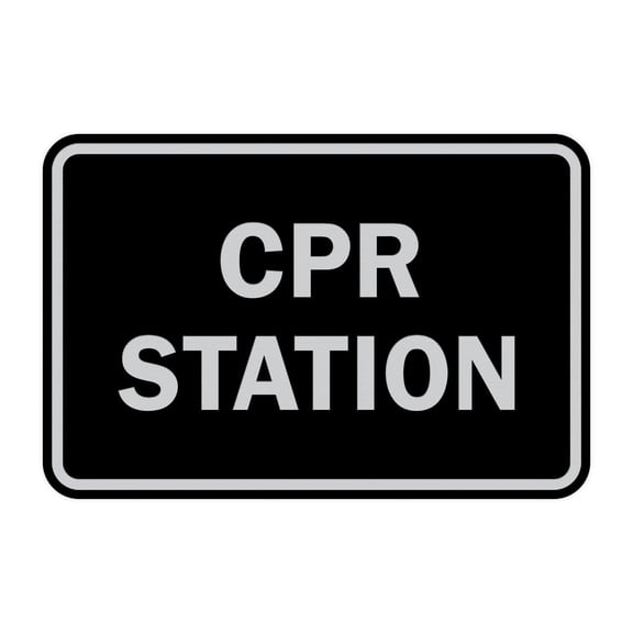 Classic CPR Station Sign (Black / Silver) - Small