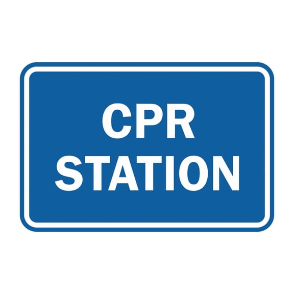 Classic CPR Station Sign (Blue) - Large