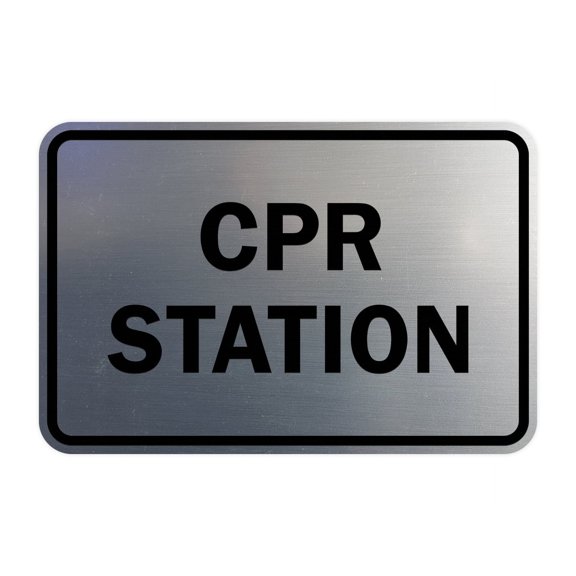 Classic CPR Station Sign (Brushed Silver) - Small