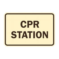 Classic CPR Station Sign (Ivory/Dark Brown) - Small