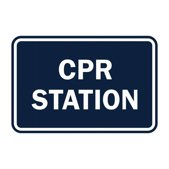 Classic CPR Station Sign (Navy Blue / White) - Large