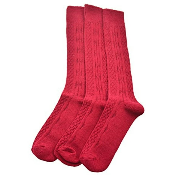 Sierra Socks Classic Cable Knit Acrylic Knee High Socks,Pack of 3, Female, Prescott Red, for Women