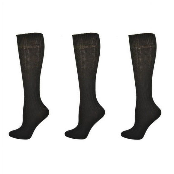 Sierra Socks Classic Cable Knit Acrylic Knee High Socks, Pack of 3, for Female, Black, for Women