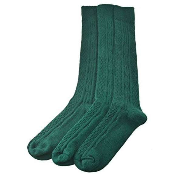 Sierra Socks Classic Cable Knit Acrylic Knee High Socks,Pack of 3,for Female, Hunter Green,for Women