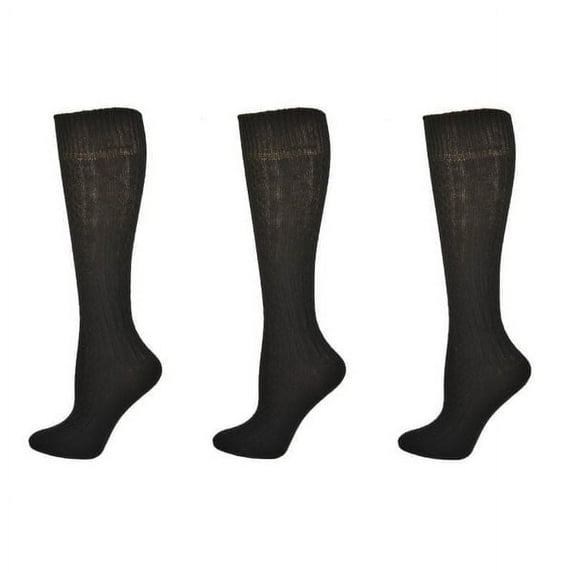 Sierra Socks Classic Cable Knit Acrylic Knee High Socks, Pack of 3, for Female, Black, for Women