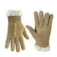 thumbnail image 1 of Classic Cable Knit Plush Fleece Lined Double Layer Winter Gloves, 1 of 10