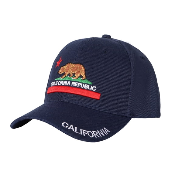Classic California Republic Bear Embroidered Color Block Trucker Hat Unisex Adjustable Cotton Breathable Fashion Cap for Travel Daily Wear