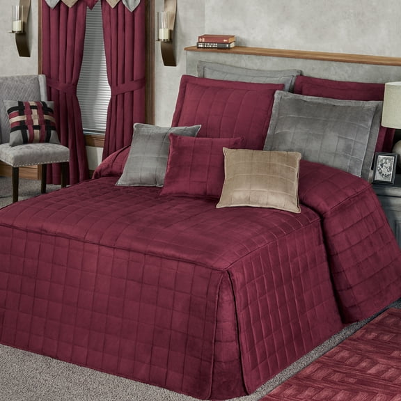 Classic Camden Fitted Polyester Faux Suede Bedding, 3-Pc Claret Full Bedspread Set
