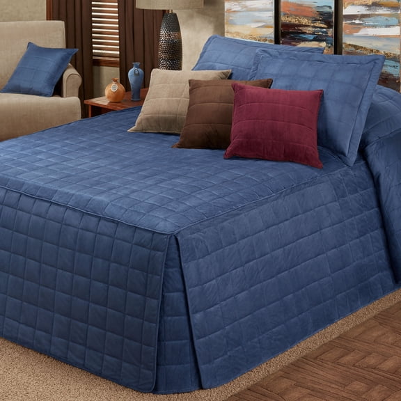 Classic Camden Fitted Polyester Faux Suede Bedding, 3-Pc Indigo Cal King Bedspread Set