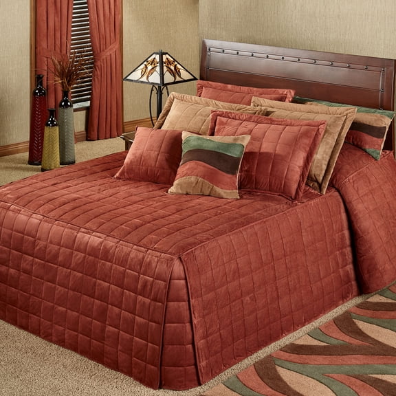 Classic Camden Fitted Polyester Faux Suede Bedding, 3-Pc Russet King Bedspread Set