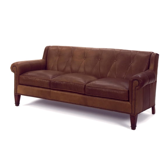Classic Camel Leather Sofa-Hand-Crafted in the USA