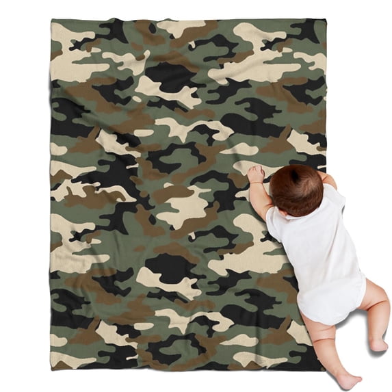 Classic Camo Green Brown Pattern Blanket,Comfortable Soft Flannel Throw Blanket,All Season,Warm Lightweight Blankets for Sofa Bed Couch Living Room Chair,30"x40"